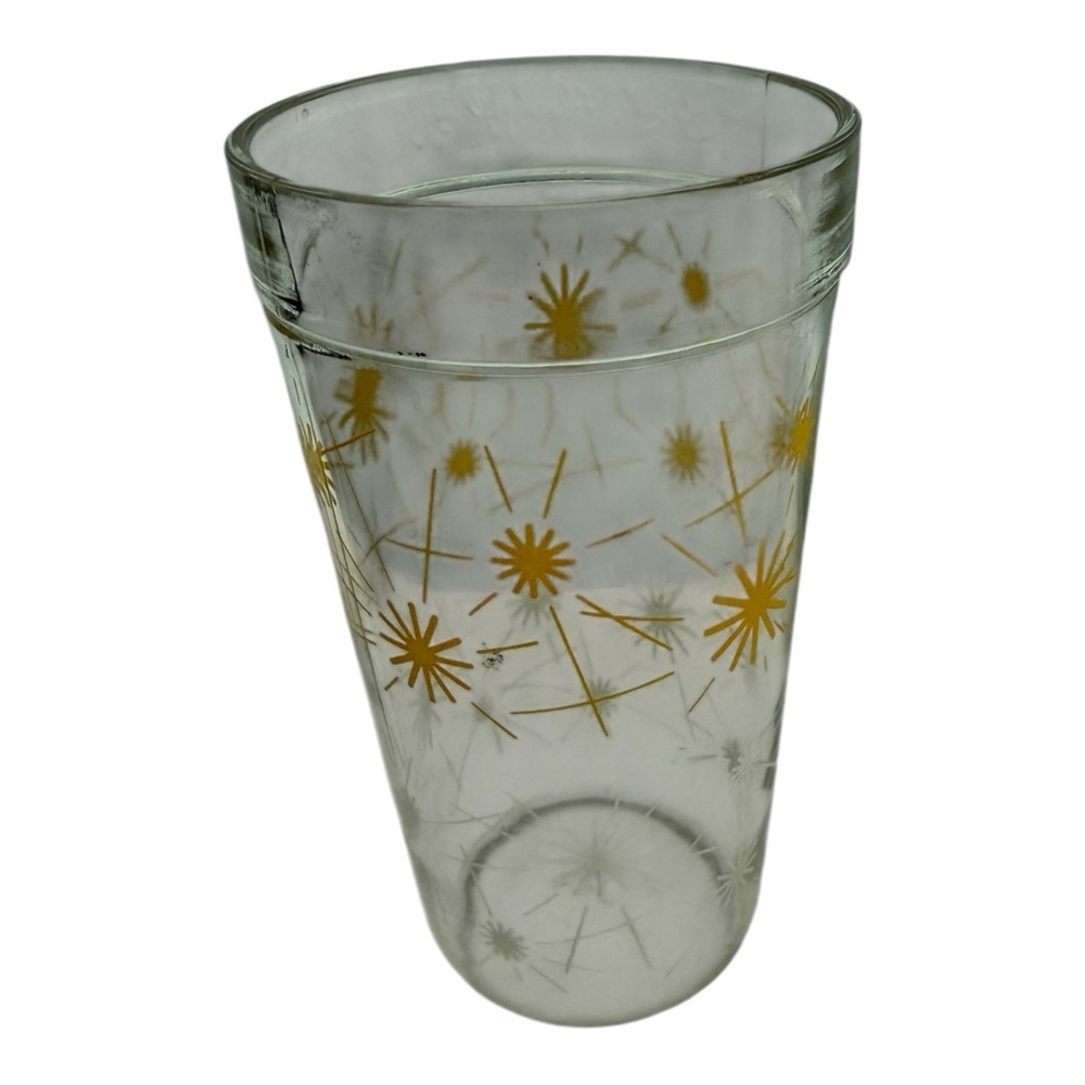 MCM 50s Vintage Atomic White And Yellow Starburst Glass - Picture 2 of 9